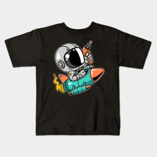 Astronaut Riding Rocket Kids T-Shirt